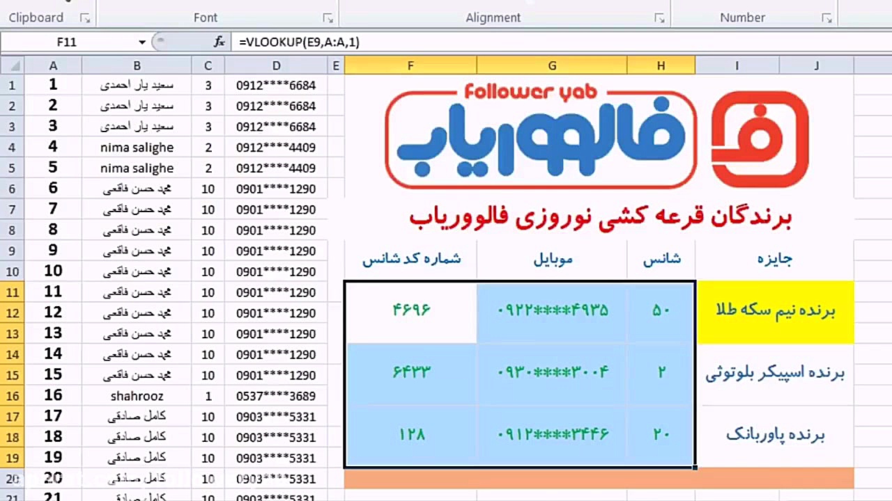 قرعه کشی جشنواره نوروزی فالوور...