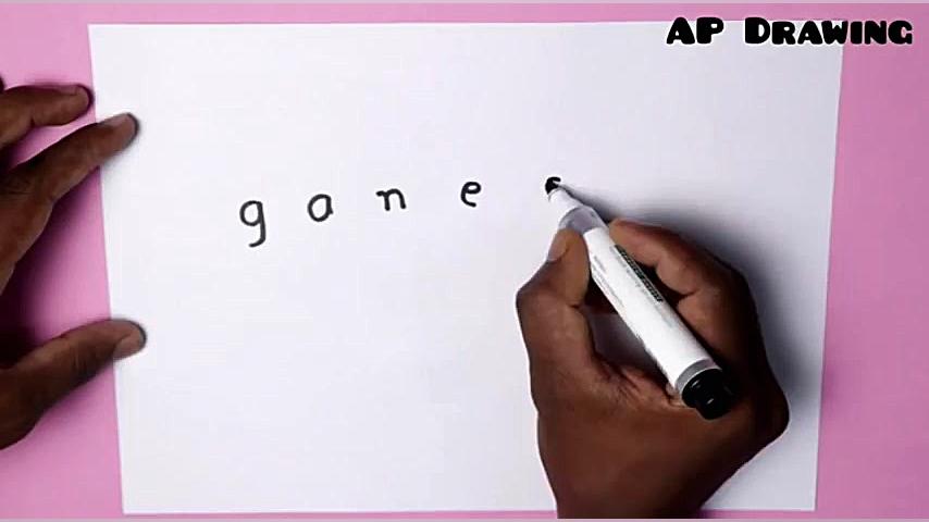 How Draw God Ganesha from word...