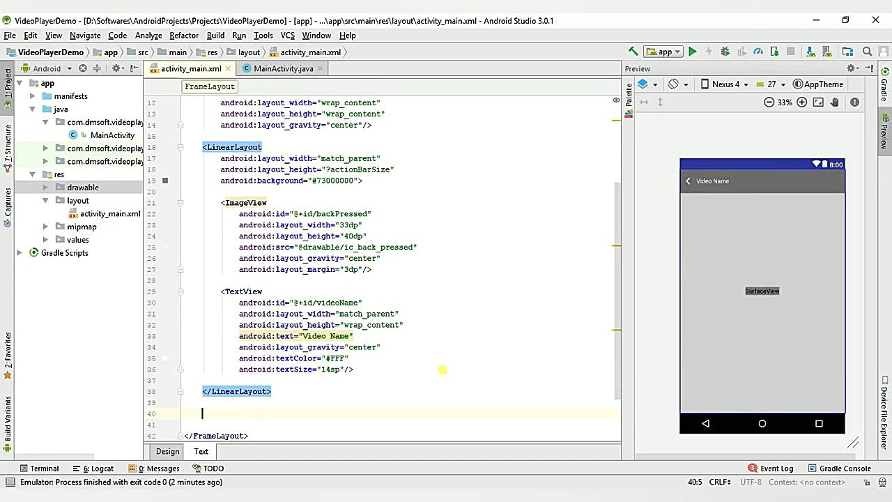 Creating a Video Player using Surface View and Media Player in Android ...