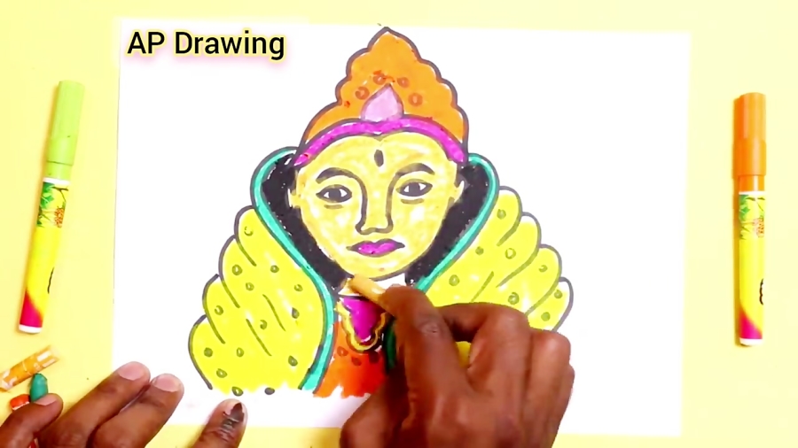 Pencil Colors Sketch Of Rudrama Devi - Desi Painters