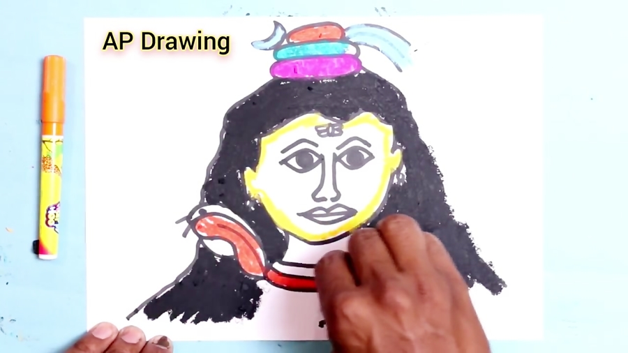 Sketch Of Shiv Ji,Parvati and Ganesh Ji - Desi Painters