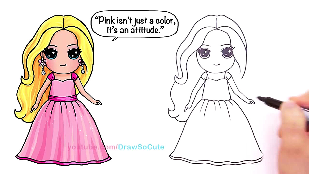 How to Draw Barbie Cute Step b...
