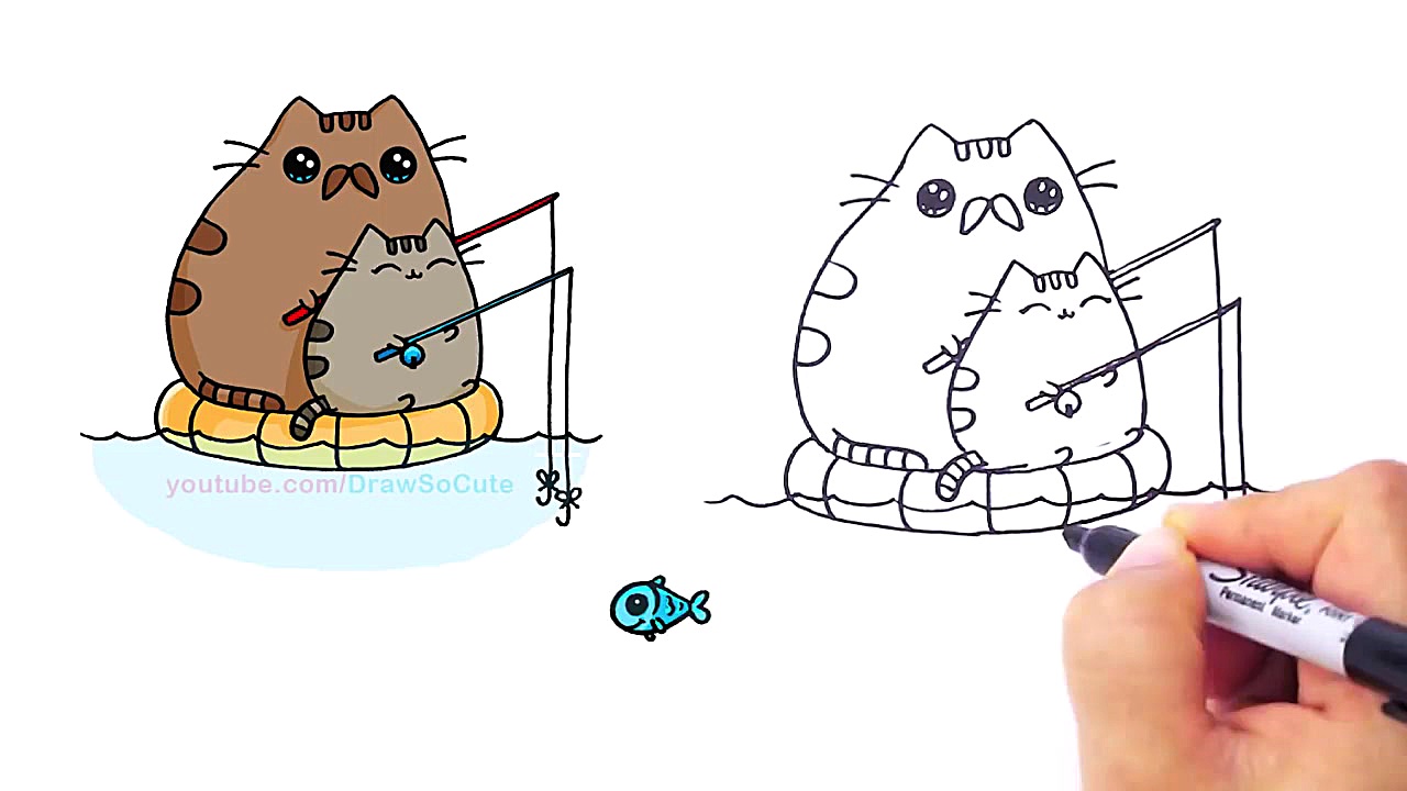 How to Draw Pusheen Cat step b...