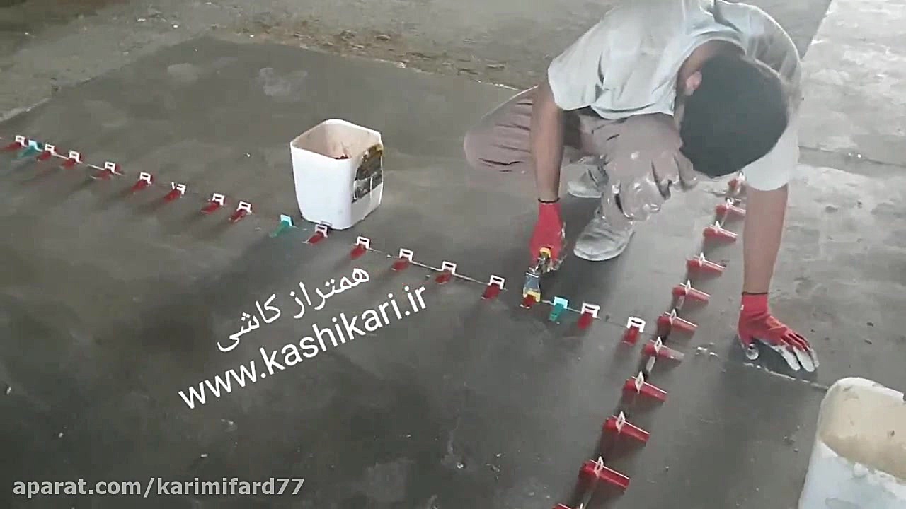 نصب کاشی اسلب 120 240 با چسب و همتراز کاشی