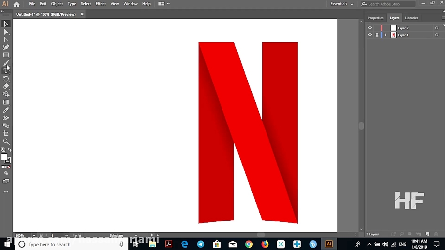 آموزش ساخت لوگو شبکه نتفلیکس در ایلوستریتور | Netflix Logo Design