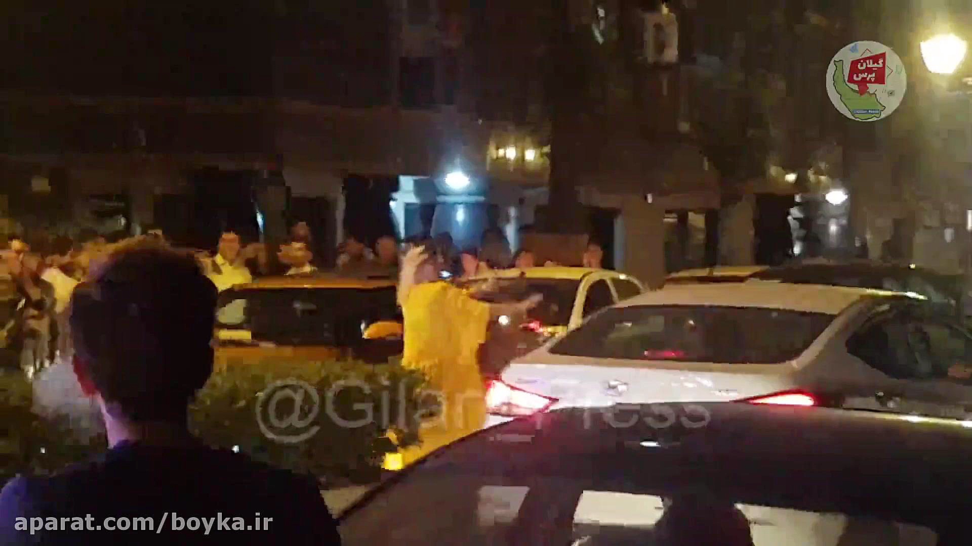 رقص خیابانی یک زن در گلسار رشت