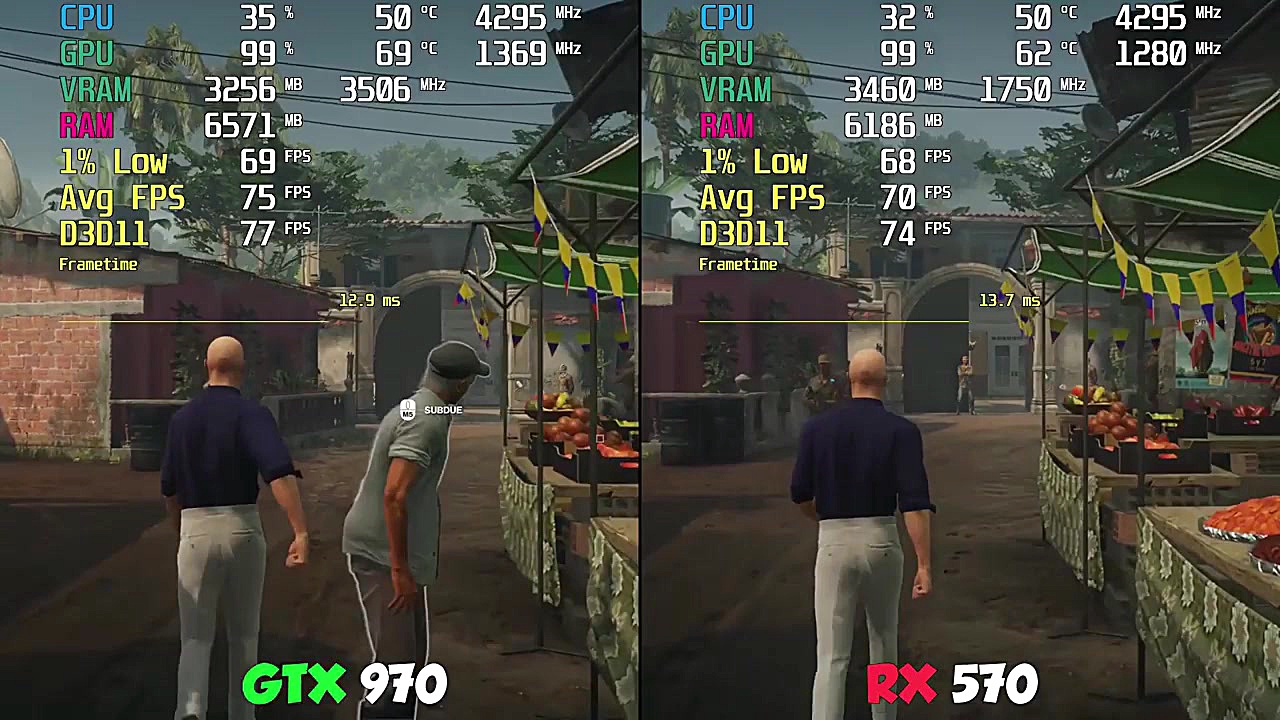 مقایسه عملکرد RX 570 vs GTX 97...