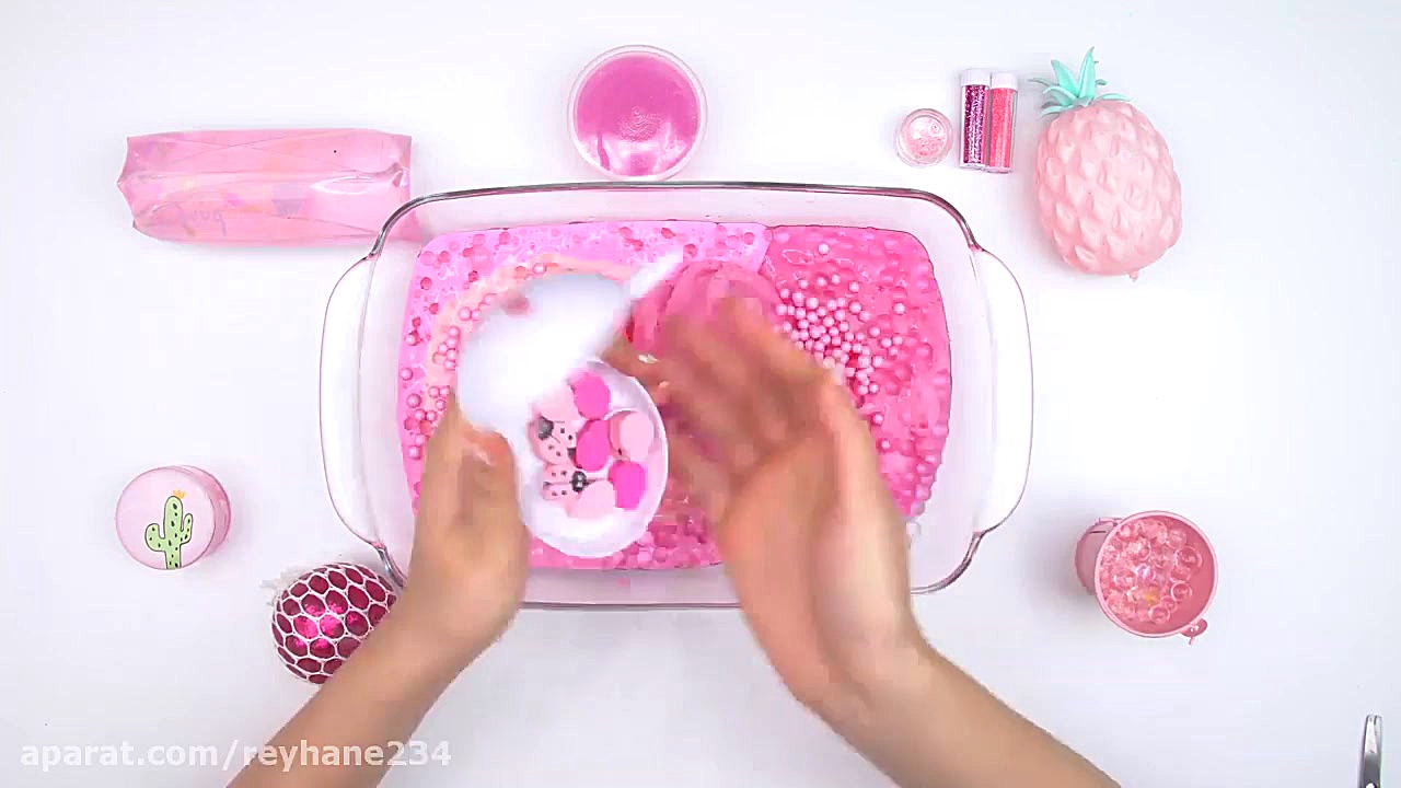 مخلوط کردن اسلایم های پینکی ❤