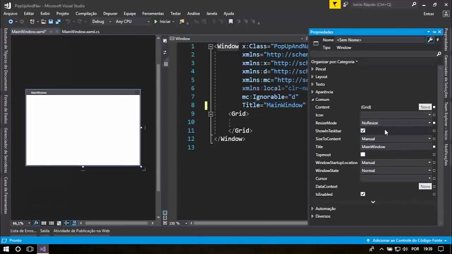 C# WPF Material Design UI: Navigation Drawer PopUp Menu