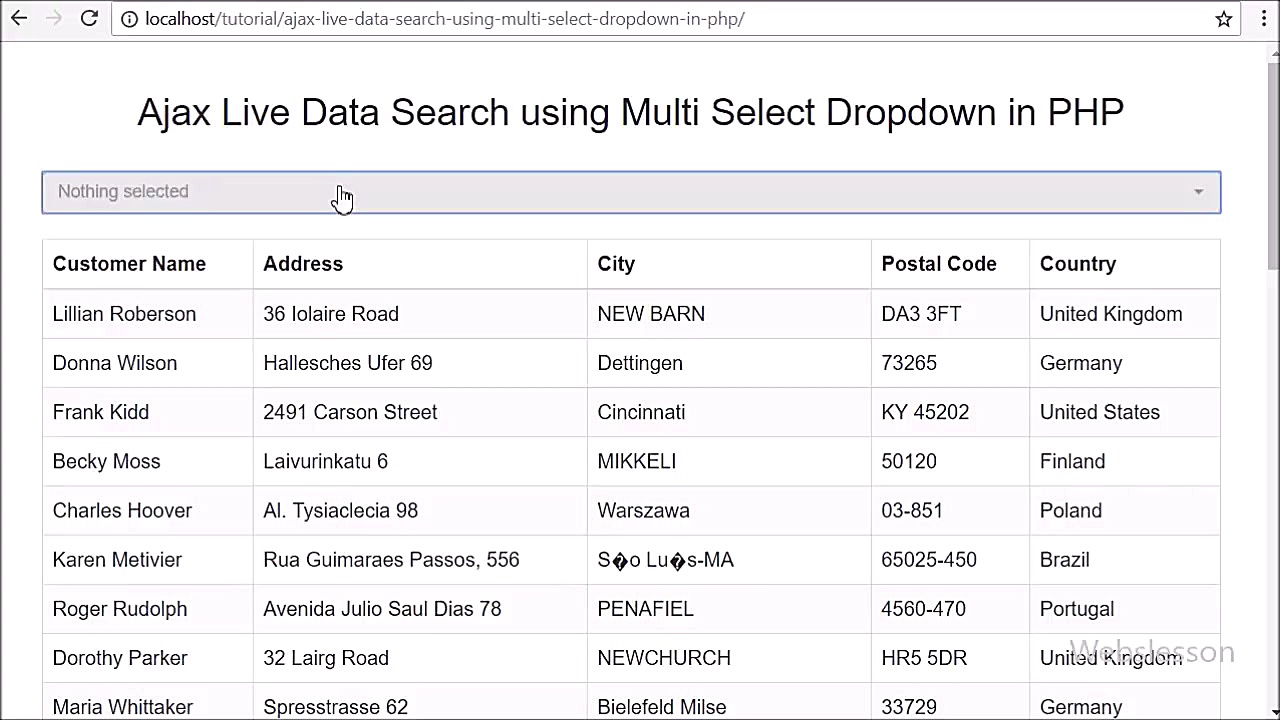 Ajax Live Data Search using Mu...