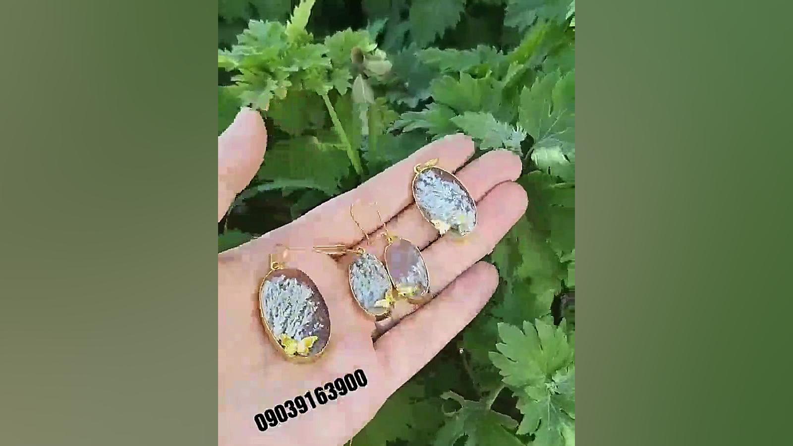 نیم ست طلا با سنگ شجر شکوفه به...