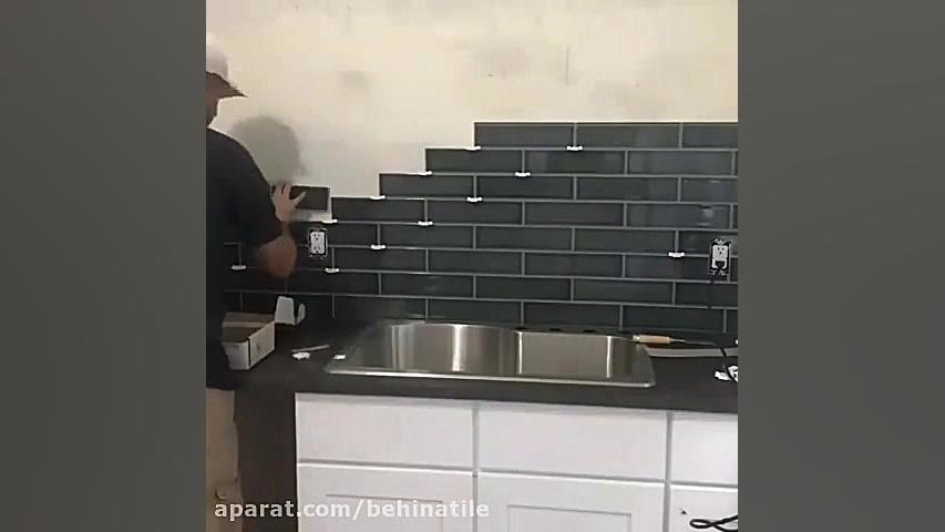 بین کابینتی عددی با کاشی شیشه...