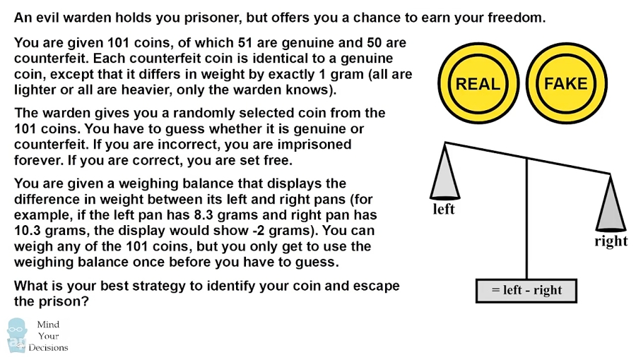 HARD Logic Puzzle The Seemingly Impossible Counterfeit Coin Problem