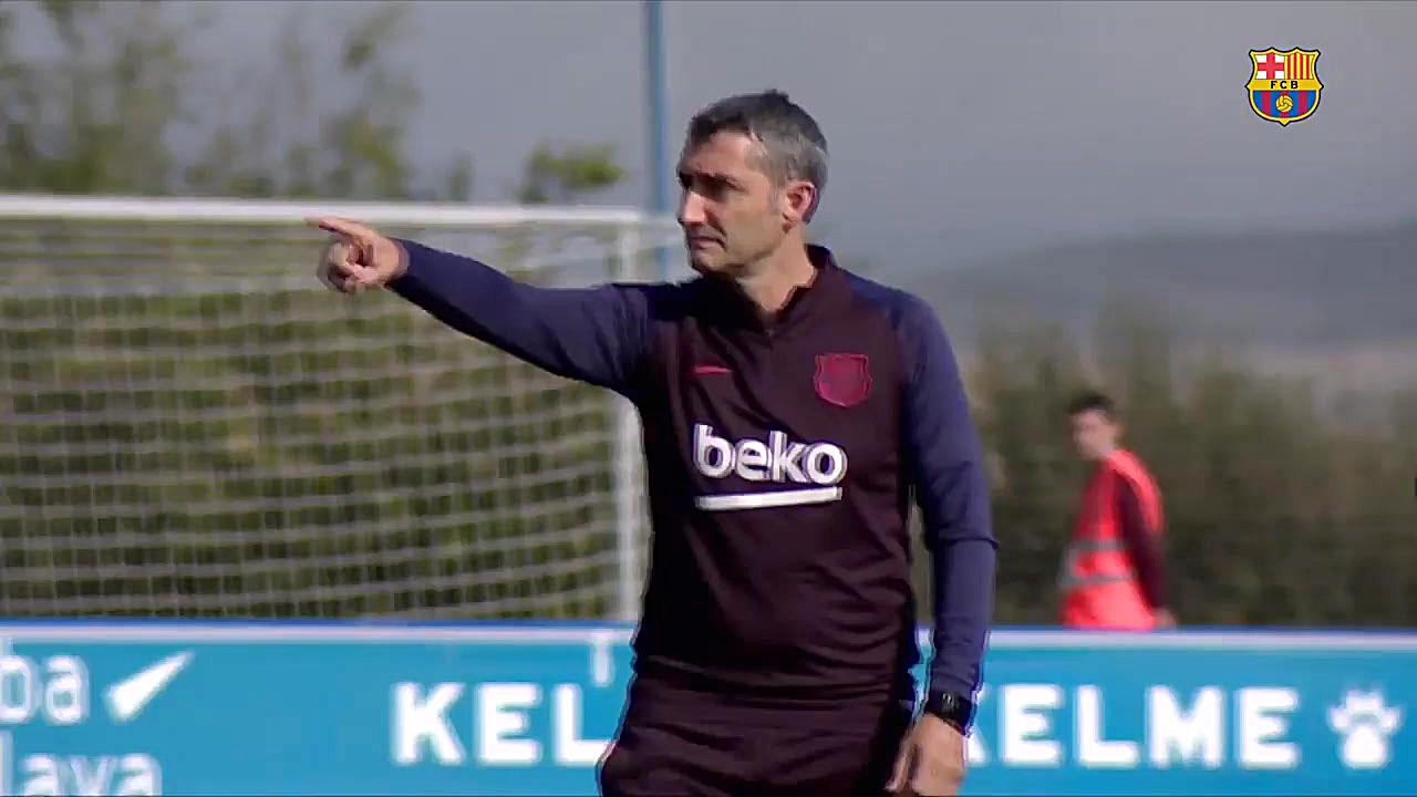 تمرین ویژه بارسلونا برای بازی...