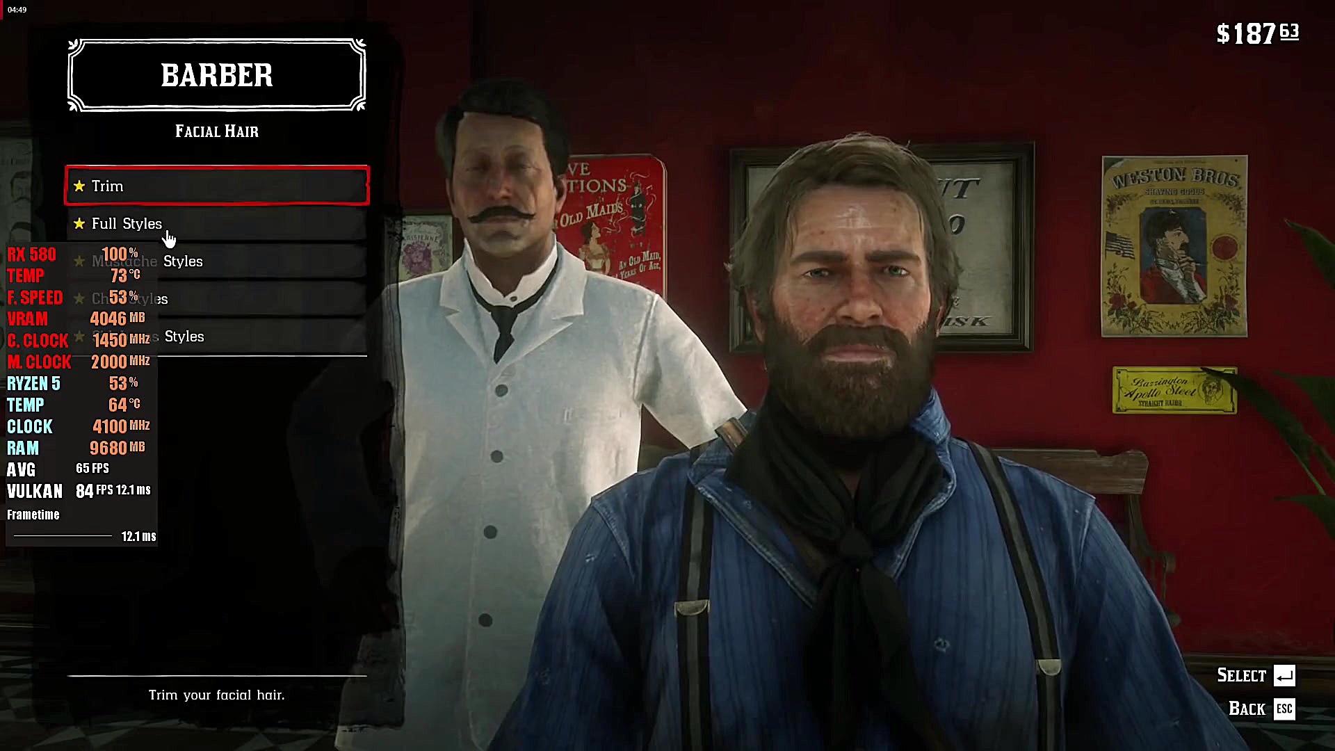 فریم ریت بازی Red Dead Redempt...