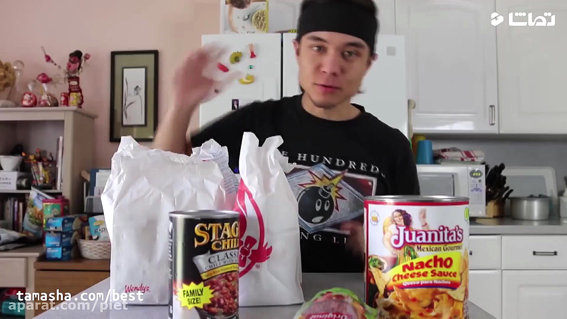 چالش خوردن کلی سیب زمینی با پن...