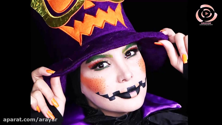 آرایش صورت هالووین مدل کدو