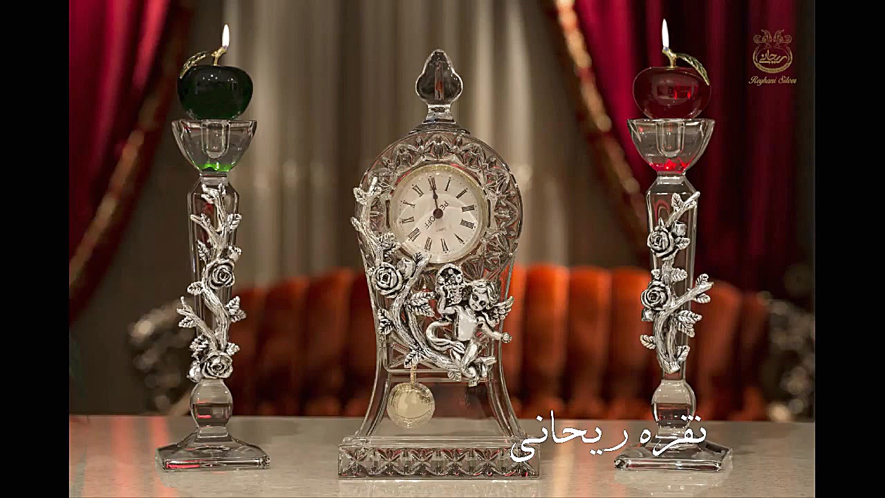 آینه و شمعدان نقره، ظرف نقره ش...