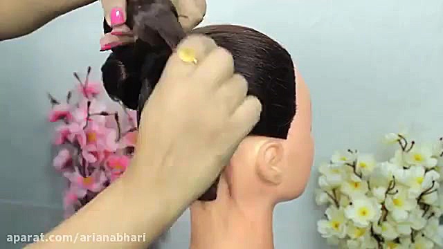 آموزش شینیون عروس مدل ایرانی 5