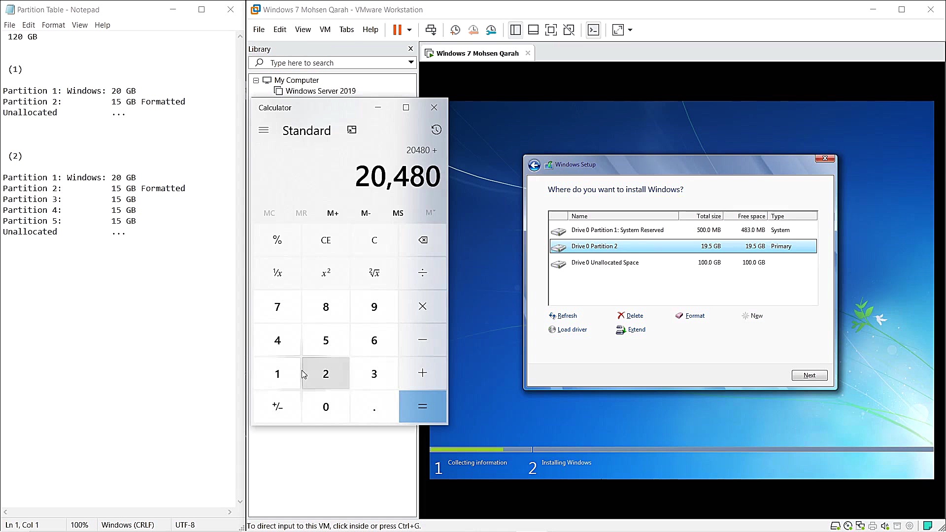 نصب و پارتیشن بندی ویندوز هفت...