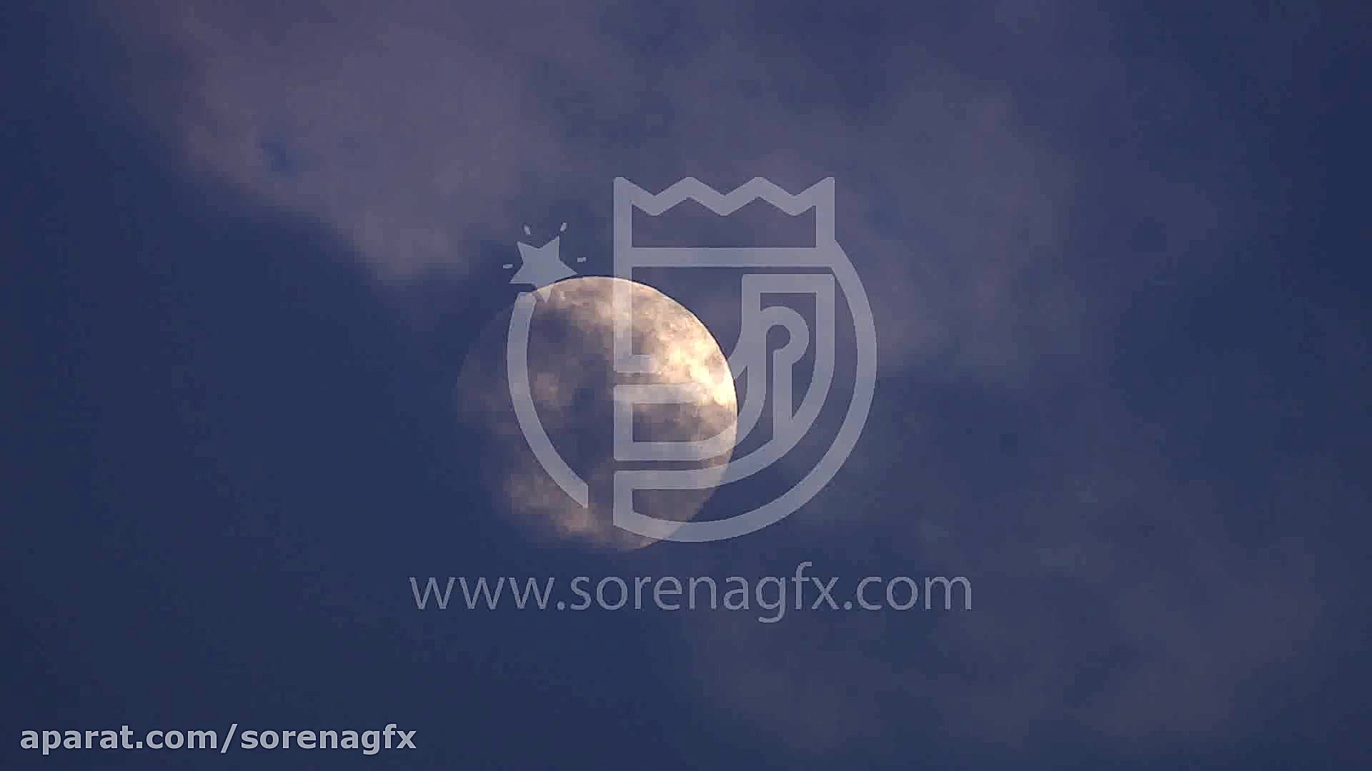 دانلود فوتيج ماه و حرکت ابرها