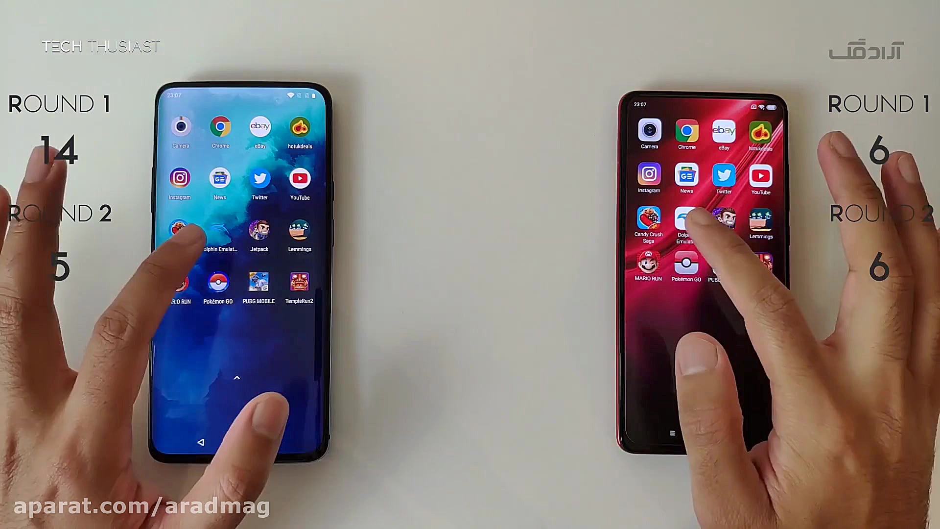 مقایسه سرعت وان پلاس 7تی پرو و...