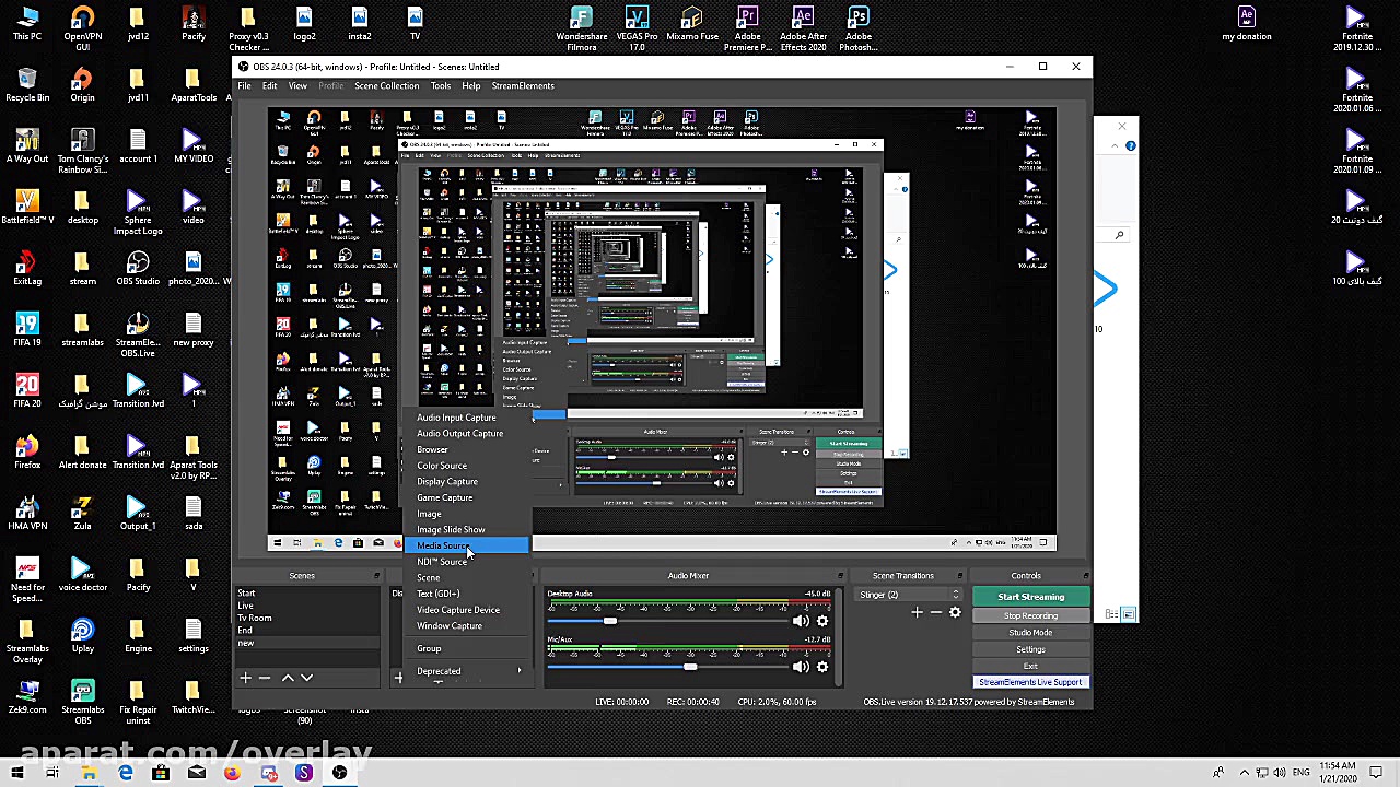 اموزش قرار دادن اورلی در obs