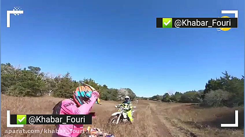 لحظه برخورد یک گوزن با موتورسو...