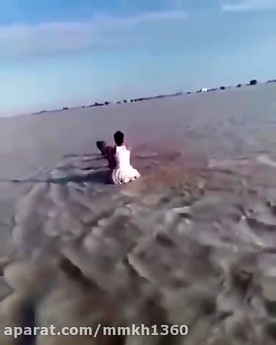 شتر سواری در داخل سیلاب