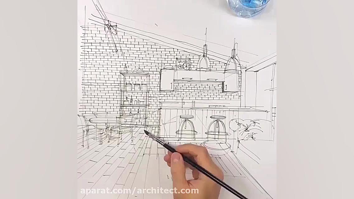 راندو با آبرنگ کافه