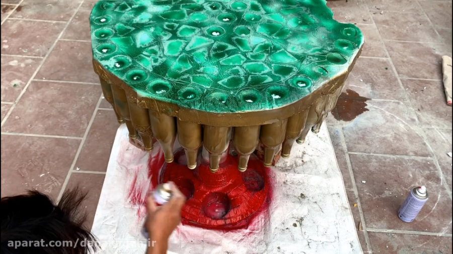 ساخت میز زیبا با بطری شیشه ای