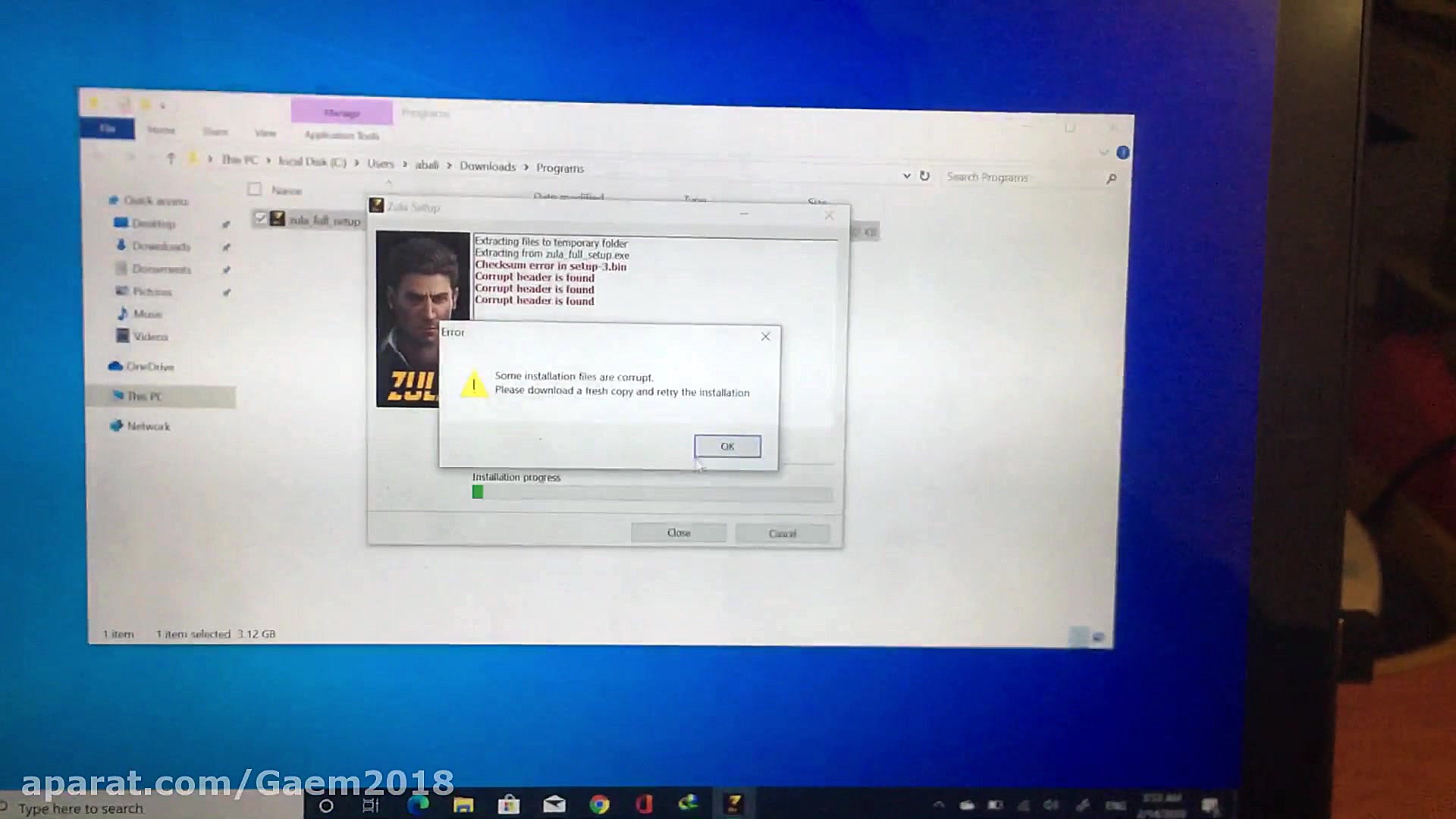 مشکل من در نصب بازی زولا