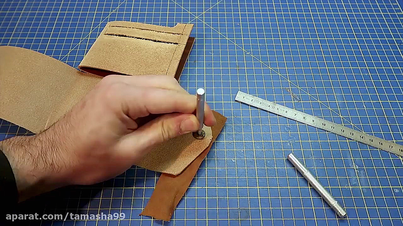 چرم دوزی  آموزش دوخت کیف پول چ...