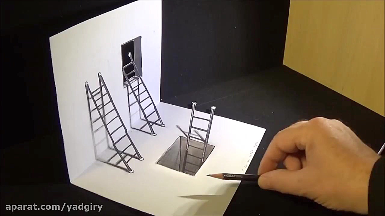 آموزش نقاشی سه بعدی نردبان ها