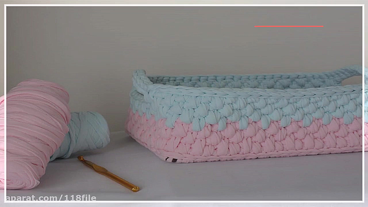 بافت سبد تریکو با قلاب  شکل قل...