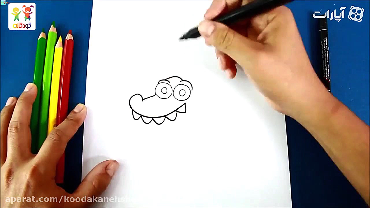 آموزش نقاشی تمساح کارتونی  آمو...
