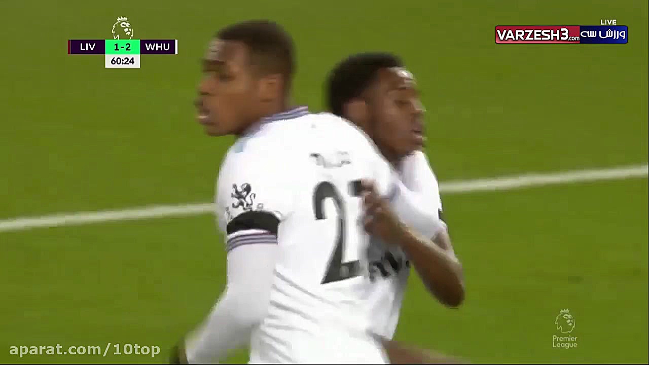 خلاصه بازی لیورپول 3  وستهام 2
