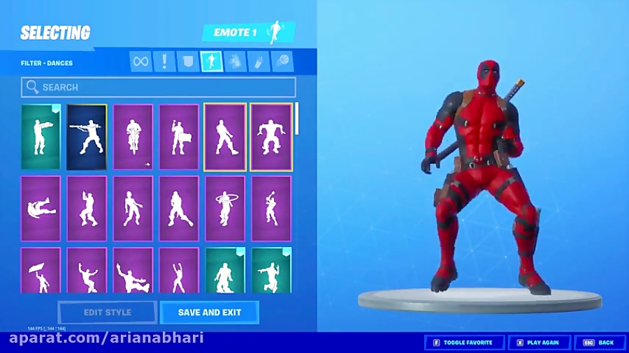 رقص ددپول در بازی فورتنایت