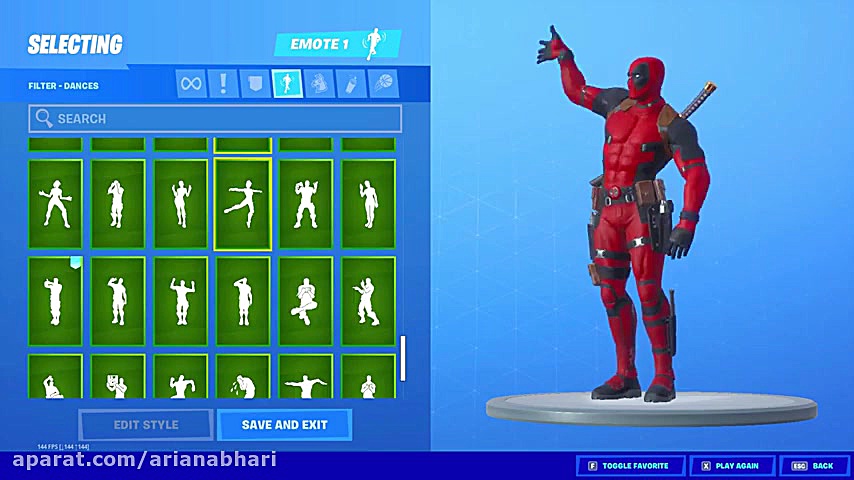 رقص ددپول در بازی فورتنایت