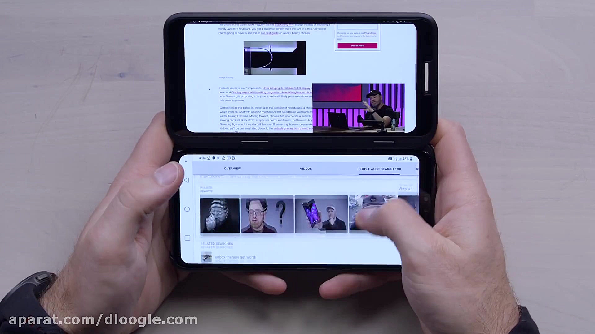 گوشی هوشمند LG V50 دارای دو صف...