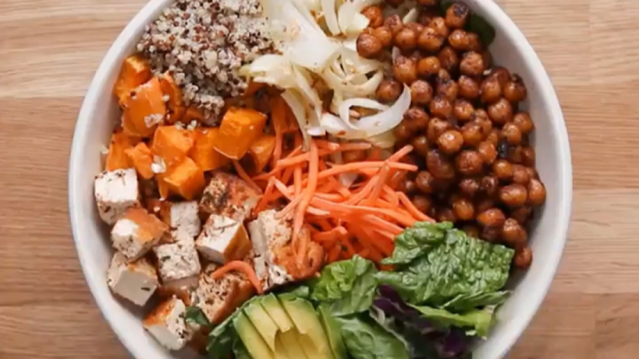 آشپزی سالم  بشقاب پروتئین و سب...