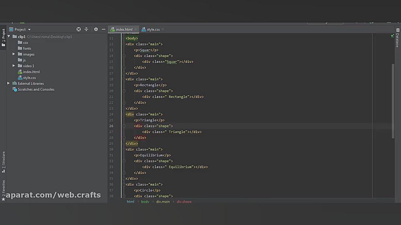 ایجاد اشکال مختلف در css