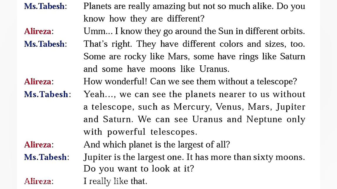 مکالمه درس دوم زبان دهم