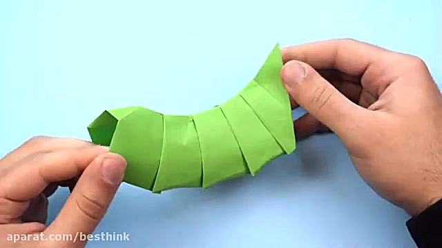 آموزش اوریگامی ، کرم سبز بامزه