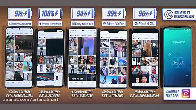 مقایسه شارژ باتری گوشی های 202...