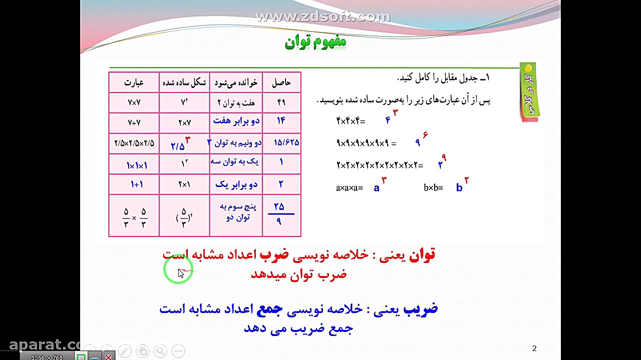 ریاضی هفتم فصل هفتم توان و جذر...