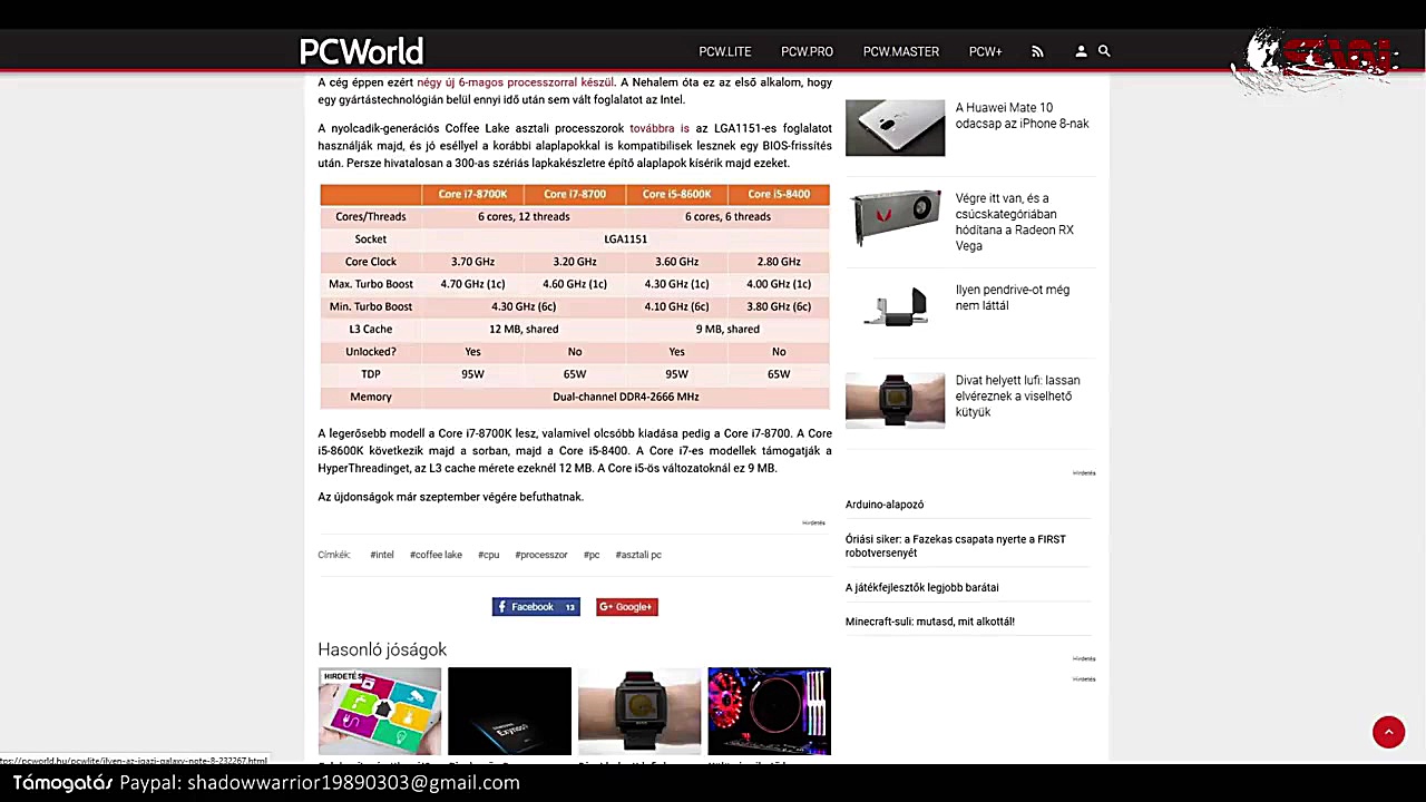 J&ouml;n az Intel Core I7 8700...