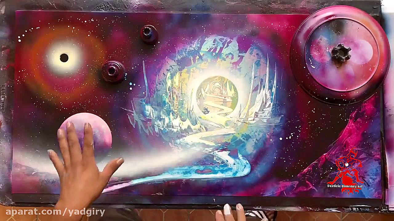 آموزش نقاشی اسپری فضا تخیلی