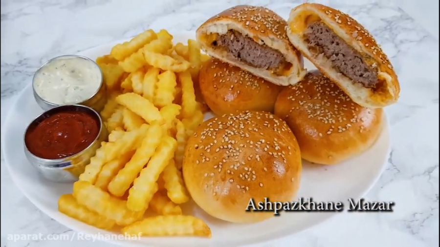 همبرگر با نان خانگی Baked Burg...