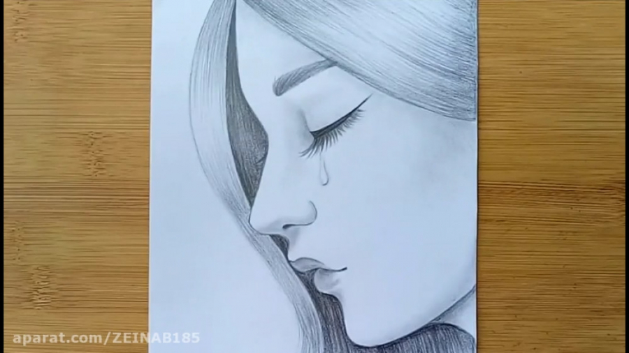 آموزش طراحی چهره دختر غمگین با...